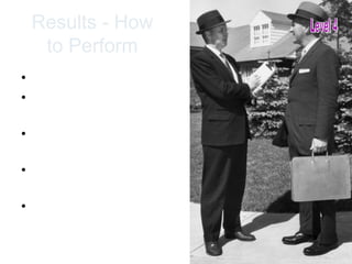 Results - How
  to Perform
• Use a control group
• Allow time for results
  to be realized
• Measure before and
  after the program
• Consider cost versus
  benefits
• Be satisfied with
  evidence when proof is
  not possible             22
 