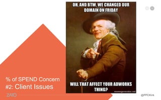 % of SPEND Concern
#2: Client Issues
@PPCKirk
 