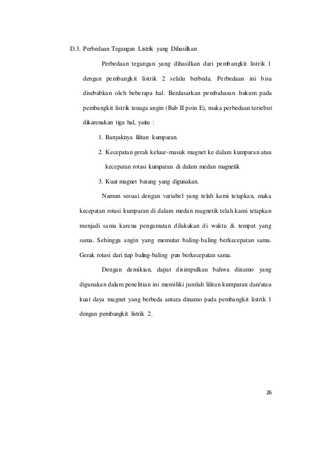 Rancang Bangun Pembangkit Listrik Tenaga Angin Sederhana