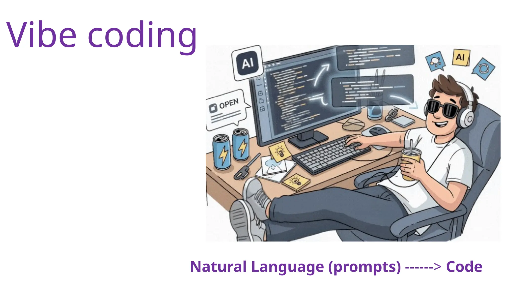 Natural Language (prompts) ------> Code
Vibe coding
 