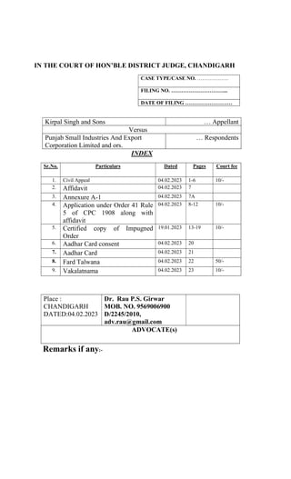 Talwana Format Detailed Civil Appeal Filing and Legal Grounds Analysis in District ...