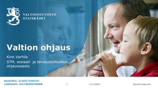 Etunimi Sukunimi
Valtion ohjaus
Kirsi Varhila
STM, sosiaali- ja terveydenhuollon
ohjausosasto
11.5.20181
 
