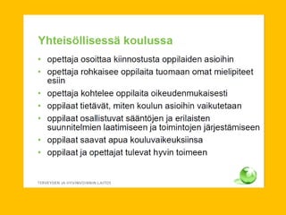 Kirsi Verkka, Helsingin opetusvirasto: "Osallisuus ja yhteisöllisyys perusopetuksessa", Esitys Uusi koulutus -foorumilla 22.1.2015