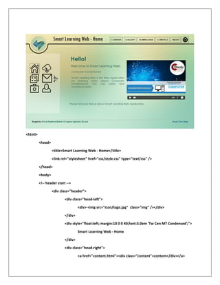 Kirtesh Khandelwal,Project on HTML and CSS ,Final Year BCA , Dezyne E ...