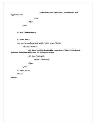 Kirtesh Khandelwal,Project on HTML and CSS ,Final Year BCA , Dezyne E ...