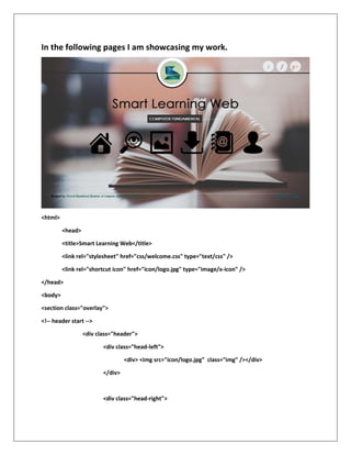Kirtesh Khandelwal,Project on HTML and CSS ,Final Year BCA , Dezyne E ...