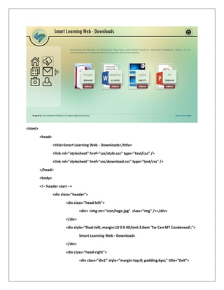 Kirtesh Khandelwal,Project on HTML and CSS ,Final Year BCA , Dezyne E ...
