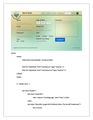 Kirtesh Khandelwal,Project on HTML and CSS ,Final Year BCA , Dezyne E ...