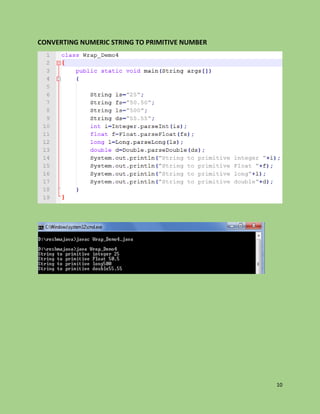 10
CONVERTING NUMERIC STRING TO PRIMITIVE NUMBER
 