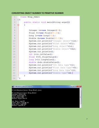 7
CONVERTING OBJECT NUMBER TO PRIMITIVE NUMBER
 