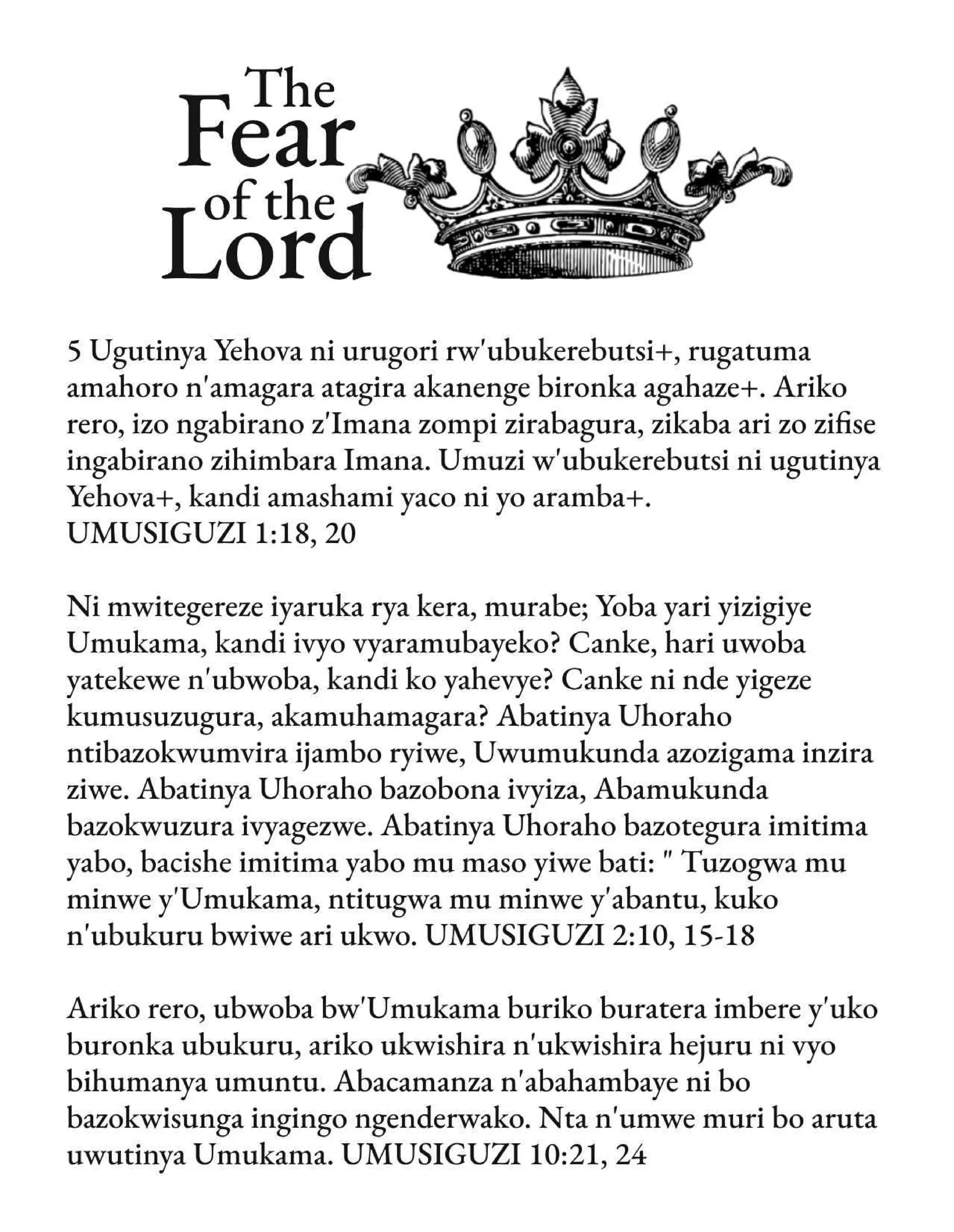 Kirundi Rundi The Fear of the LORD Tract.pdf | Free Download
