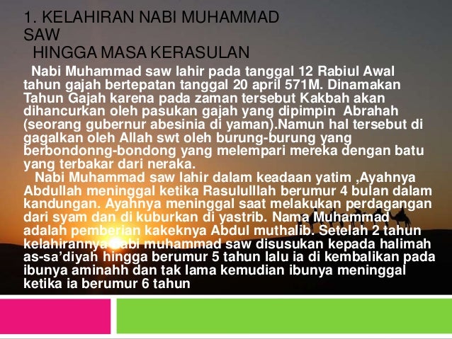 Kisah Nabi  Muhammad  Saw Dari Lahir Hingga Wafat CONTOH TEKS