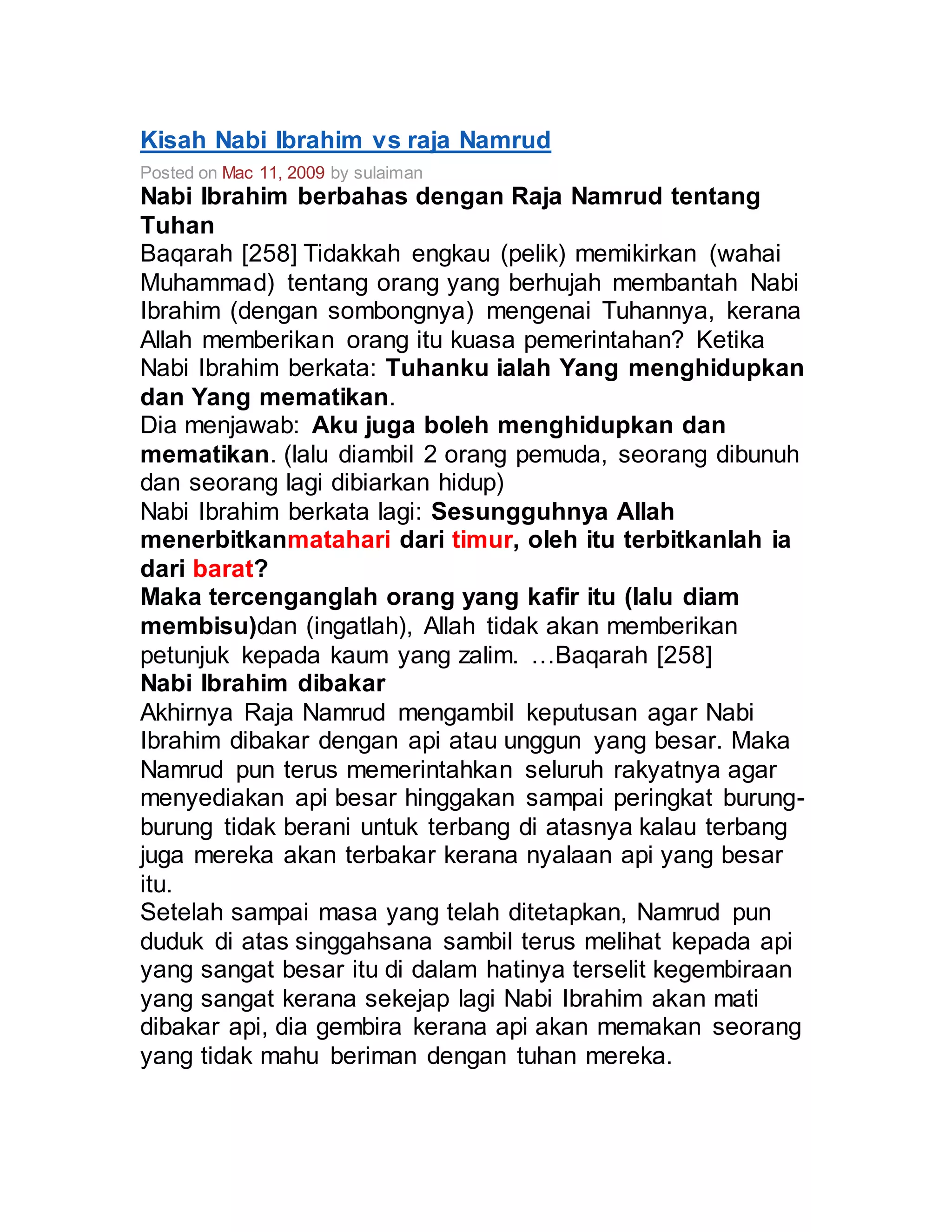 Kisah nabi ibrahim vs raja | DOCX