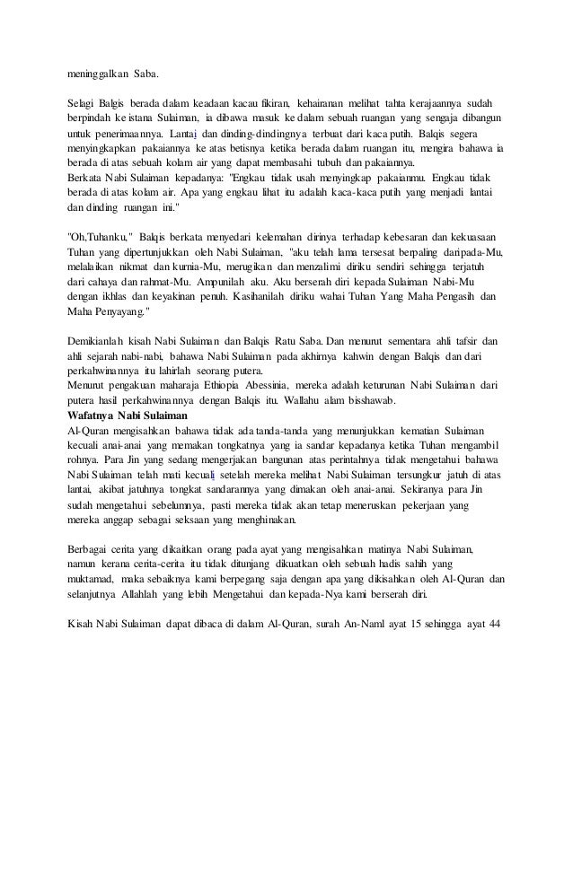 Kisah Nabi Sulaiman As Lengkap