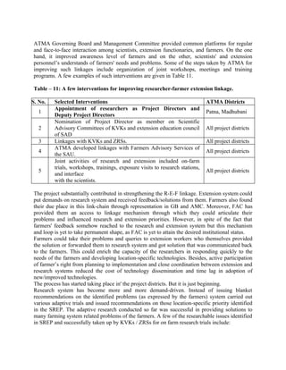 Atma System Impact of ATMA Model in Bihar | DOC