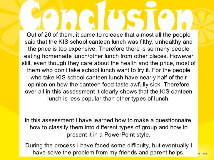 Kis canteen lunch questionnaire