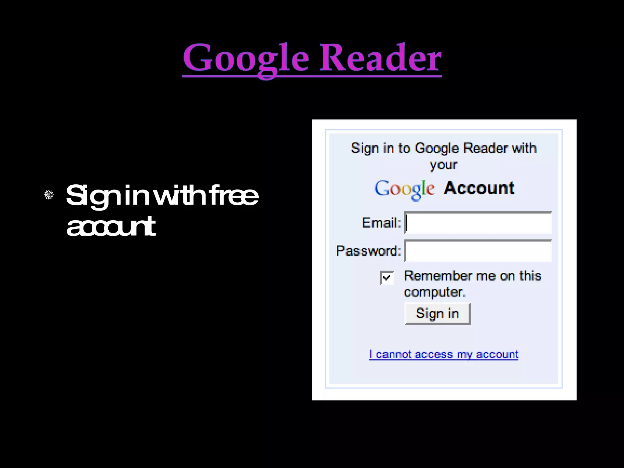 Sign in with free account