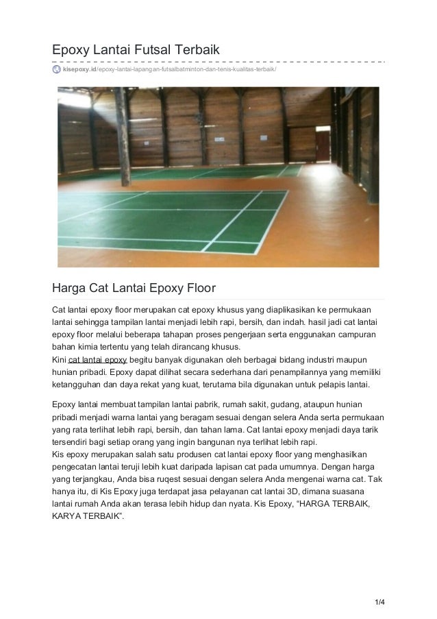 Epoxy Lantai  Lapangan  Futsal  Batminton dan Tenis Kualitas 