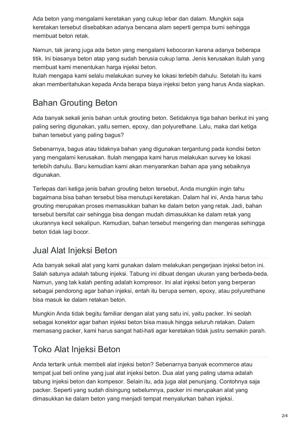 Jasa & Kontraktor Injeksi Grouting Beton Berpengalaman 14 Tahun — ☎ 0…