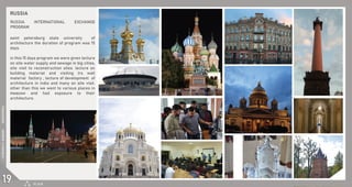 ⴀ 䬀䤀匀䠀䄀一 䠀⸀ 䜀䄀䈀䄀一䤀
刀唀匀匀䤀䄀  䤀一吀䔀刀一䄀吀䤀伀一䄀䰀  䔀堀䌀䠀䄀一䜀䔀 
倀刀伀䜀刀䄀䴀
猀愀椀渀琀 瀀攀琀攀爀猀戀甀爀最 猀琀愀琀攀 甀渀椀瘀攀爀猀椀琀礀  漀昀  
愀爀挀栀椀琀攀挀琀甀爀攀 琀栀攀 搀甀爀愀琀椀漀渀 漀昀 瀀爀漀最爀愀洀 眀愀猀 ㄀㔀 
搀愀礀猀⸀
椀渀椀渀 琀栀椀猀 ㄀㔀 搀愀礀猀 瀀爀漀最爀愀洀 眀攀 眀攀爀攀 最椀瘀攀渀 氀攀挀琀甀爀攀 
漀渀 猀椀琀攀 眀愀琀攀爀 猀甀瀀瀀氀礀 愀渀搀 猀攀眀愀最攀 椀渀 戀椀最 挀椀琀椀攀猀Ⰰ 
猀椀琀攀 瘀椀猀椀琀 琀漀 爀攀挀漀渀猀琀爀甀挀琀椀漀渀 猀椀琀攀猀⸀ 氀攀挀琀甀爀攀 漀渀 
戀甀椀氀搀椀渀最 洀愀琀攀爀椀愀氀 愀渀搀 瘀椀猀椀琀椀渀最 氀爀猀 眀愀氀氀 
洀愀琀攀爀椀愀氀  昀愀挀琀漀爀礀 Ⰰ 氀攀挀琀甀爀攀 漀昀 搀攀瘀攀氀漀瀀洀攀渀琀  漀昀 
愀爀挀栀椀琀攀挀琀甀爀攀 椀渀 椀渀搀椀愀 愀渀搀 洀愀渀礀 漀渀 猀椀琀攀 瘀椀猀椀琀⸀ 
漀琀栀攀爀 琀栀愀渀 琀栀椀猀 眀攀 眀攀渀琀 琀漀 瘀愀爀椀漀甀猀 瀀氀愀挀攀猀 椀渀  
洀漀猀挀洀漀猀挀漀眀  愀渀搀  栀愀搀  攀砀瀀漀猀甀爀攀  琀漀  琀栀攀椀爀 
愀爀挀栀椀琀攀挀琀甀爀攀⸀
倀⸀䤀⸀䄀⸀刀
ⴀ 䬀䤀匀䠀䄀一 䠀⸀ 䜀䄀䈀䄀一䤀       ㄀㘀　㄀　㄀㄀　㄀　㄀㐀
㄀㤀
 