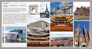 倀伀䰀䄀一䐀  䤀一吀䔀刀一䄀吀䤀伀一䄀䰀  䔀堀䌀䠀䄀一䜀䔀  
倀刀伀䜀刀䄀䴀
 圀爀漀挀氀愀眀 甀渀椀瘀攀爀猀椀琀礀 漀昀 猀挀椀攀渀挀攀 愀渀搀 琀攀挀栀渀漀氀漀最礀 㐀 
眀攀攀欀 攀砀挀栀愀渀最攀 瀀爀漀最爀愀洀 愀琀 眀爀漀挀氀愀眀  甀渀椀瘀攀爀猀椀琀礀 
漀昀 猀挀椀攀渀挀攀 愀渀搀 琀攀挀栀渀漀氀漀最礀Ⰰ 瀀漀氀愀渀搀⸀
䤀渀䤀渀 琀栀椀猀 㐀 眀攀攀欀 瀀爀漀最爀愀洀 眀攀 愀爀攀 最椀瘀攀渀 氀攀挀琀甀爀攀猀  
漀渀 愀爀挀栀椀琀攀挀琀甀爀攀 愀渀搀 愀挀漀甀猀琀椀挀猀 愀渀搀 愀 搀攀猀椀最渀 
猀琀甀搀椀漀 漀昀 搀攀猀椀最渀椀渀最 愀甀搀椀琀漀爀椀甀洀 眀椀琀栀 搀椀昀昀攀爀攀渀琀 
猀瀀攀挀椀昀椀挀愀琀椀漀渀 眀攀 眀攀爀攀 愀氀猀漀 最椀瘀攀渀 氀椀瘀攀 攀砀瀀漀猀甀爀攀 
漀昀 昀攀眀 愀甀搀椀琀漀爀椀甀洀 漀瘀攀爀 琀栀攀爀攀⸀ 漀琀栀攀爀 琀栀愀渀 琀栀椀猀 眀攀 
眀攀渀琀 琀漀 瘀愀爀椀漀甀猀 瀀氀愀挀攀猀 愀渀搀 栀愀搀 攀砀瀀漀猀甀爀攀 琀漀 
琀栀攀椀爀 愀爀挀栀椀琀攀挀琀甀爀攀 愀琀礀氀攀 愀渀搀 攀砀瀀攀爀椀攀渀挀攀搀  
愀爀愀爀挀栀椀琀攀挀琀甀爀攀 漀瘀攀爀 琀栀攀爀攀⸀
ⴀ 䬀䤀匀䠀䄀一 䠀⸀ 䜀䄀䈀䄀一䤀
ⴀ 䬀䤀匀䠀䄀一 䠀⸀ 䜀䄀䈀䄀一䤀    ㄀㘀　㄀　㄀㄀　㄀　㄀㐀
倀⸀䤀⸀䄀⸀刀
㈀　
 