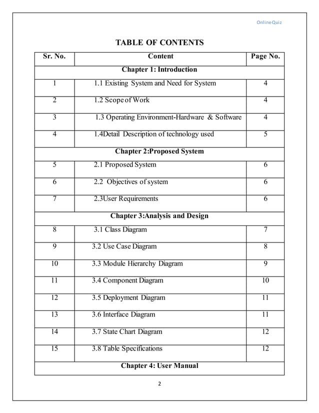 Online Quiz System Project Report