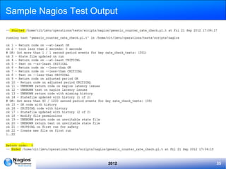 Sample Nagios Test Output




                      2012   35
 