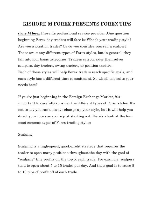 Kishore M Forex Presents Forex Tips - 