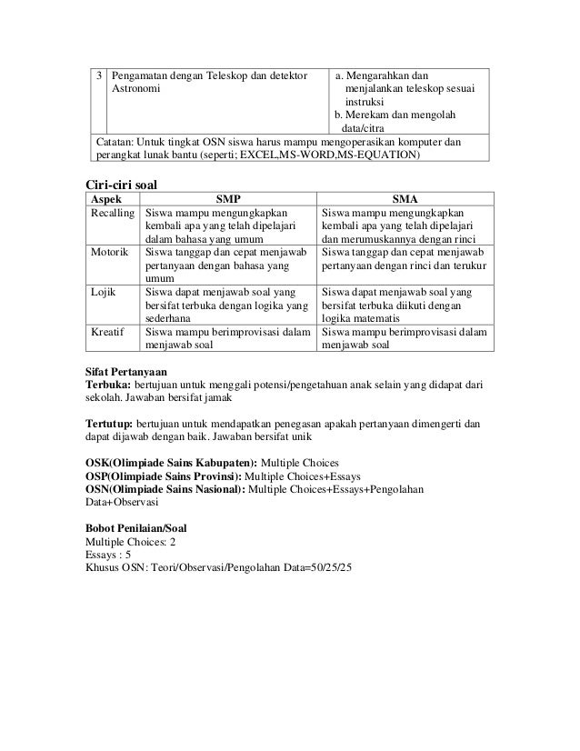 Kisi Kisi Olimpiadeastronomi