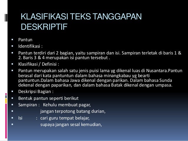 Struktur Teks Tanggapan Deskriptif Bahasa Jawa Berbagai
