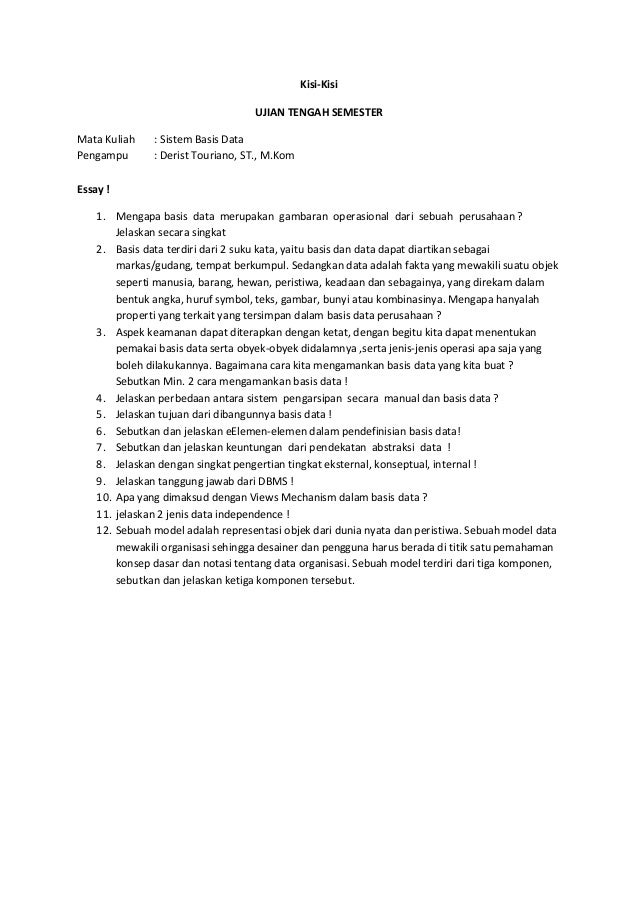 Contoh Essay Kuliah - Contoh Moo