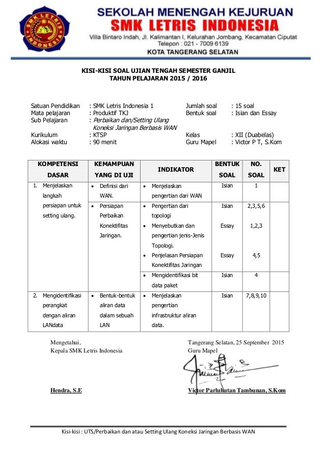 Kisi kisi soal uts setting ulang wan Kisi kisi soal uts setting ulang wan