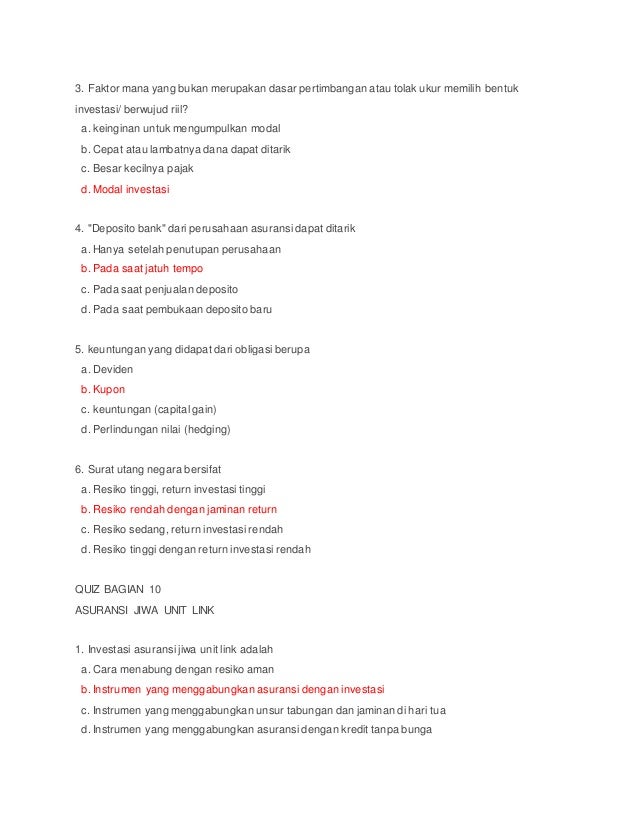 Soal Ujian Aaji Unit Link Helmi Kediris