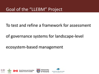 Defragmenting natural resource management at the landscape-level: A governance assessment framework