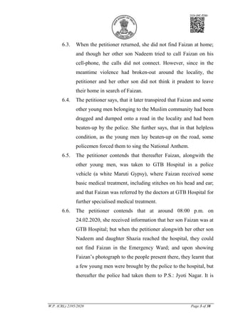 W.P. (CRL) 2195/2020 Page 3 of 38
6.3. When the petitioner returned, she did not find Faizan at home;
and though her other...