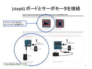 (step6) ボードとサーボモータを接続
24
Trossen Rotbotics のwebページより
ジャンバーがこのように
なっていることを確認する．
 