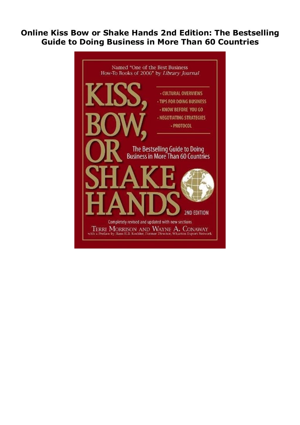 Online Kiss Bow or Shake Hands 2nd Edition The Bestselling Guide to
