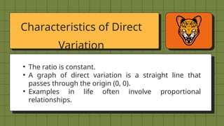 Direct Variation Example Line Graph HIGH SCHOOL BASIC MATHEMATICS DIRECT VARIATION | PPTX