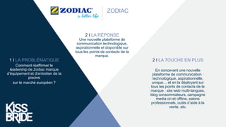ZODIAC
1 I LA PROBLÉMATIQUE
Comment réaffirmer le
leadership de Zodiac marque
d’équipement et d’entretien de la
piscine
su...