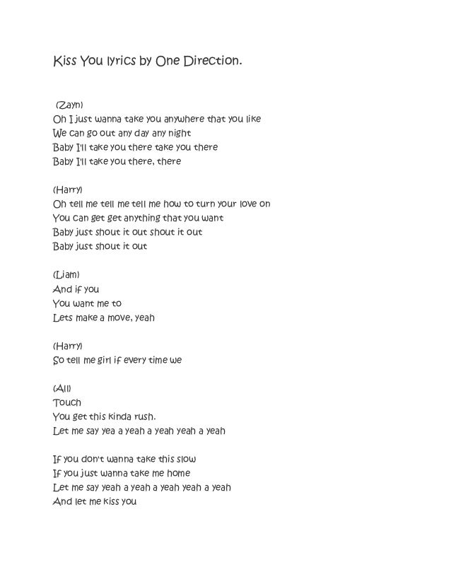 Kiss You Lyrics By One Direction Kiss You Lyrics By One Direction