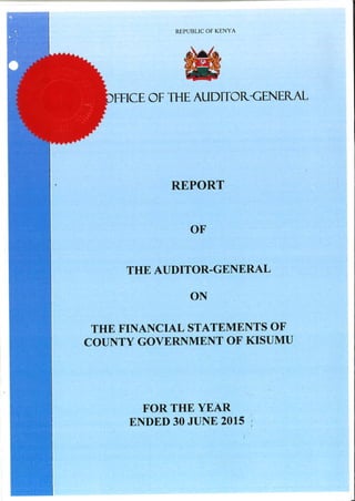 Kisumu County Audit Report 2014/2015