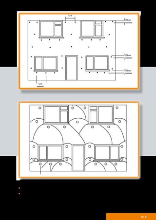 10_11
• Aucun trou ne peut être foré à hauteur des dalles des étages.
• Dans le cas de maisons mitoyennes ou jumelées, des brosses d’étanchéité doivent
être posées afin d’empêcher l’isolation de s’infiltrer dans le mur creux de la maison
adjacente.
 