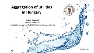 1
Aggregation of utilities
in Hungary
Gabor Kisvardai
Head of Secretariat
Hungarian Energy and Public Utility Regulatory Authority
16 June 2021
 