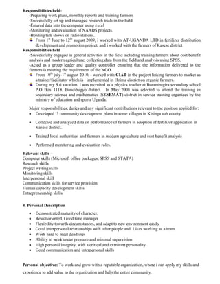 Collected and analyzed data on performance of farmers in adoption of fertilizer application in Kasese district.