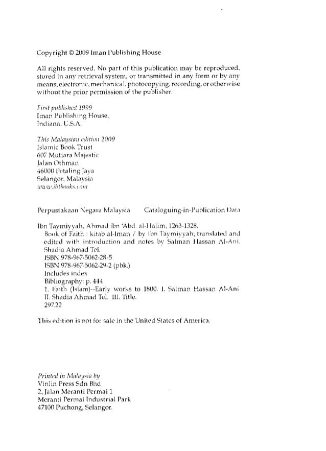 Kitab al iman - book of faith