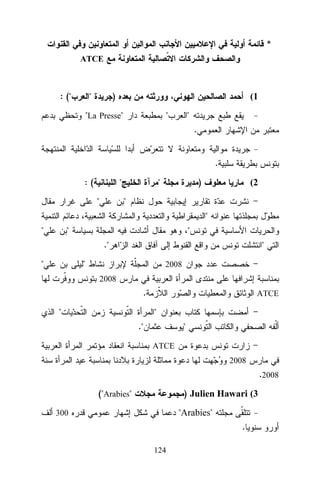 *
ATCE

: ("

"

)

(1

"La Presse"

"

"
.
.

:(

"
"

"

)

(2

"
"

"

"

"
."

"

"

"

2008
2008

.
"

ATCE

"
."

"
ATCE
2008

.2008
("Arabies"

) Julien Hawari (3
"Arabies"

300

.
124

 