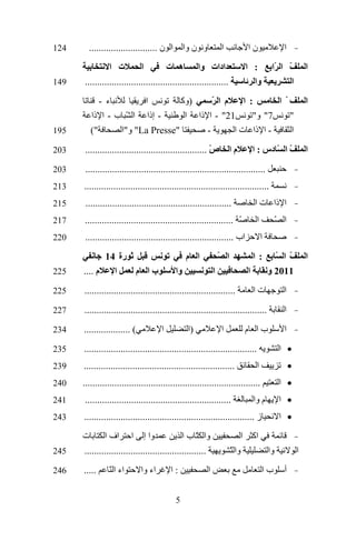 ‫ا‬

‫نا‬

‫ا‬

‫ّ ا ّا‬
‫ا‬

‫: ا‬
‫وا‬

‫ا‬

‫ء -‬
‫ا‬
‫)وآ‬
‫م ا ّ‬
‫: ا‬
‫ّ ا‬
‫ إذا ا ّ ب - ا ذا‬‫12" - ا ذا ا‬
‫7" و"‬
‫"‬
‫"(‬
‫"‪ "La Presse‬و"ا‬
‫‬‫ ا ذا ت ا‬‫ا‬

‫ا‬

‫ا‬

‫ا ن ............................‬

‫و ن وا‬

‫ت ا‬
‫ا‬
‫ادات وا ه ت‬
‫...........................................................‬

‫ّ ا ّ دس : ا‬

‫421‬

‫941‬

‫591‬

‫ّ ..................................................‬
‫ما ص‬

‫302‬

‫..........................................................................‬

‫302‬

‫............................................................................‬

‫312‬

‫ا ذا ت ا‬

‫............................................................‬

‫512‬

‫ا‬

‫ّ .............................................................‬

‫712‬

‫اب .............................................................‬

‫022‬

‫رة 41‬
‫م ....‬
‫ا‬
‫با م‬

‫522‬

‫ا‬

‫تا‬

‫..............................................................‬

‫522‬

‫ا‬

‫...........................................................................‬

‫722‬

‫ا‬

‫( ...................‬

‫432‬

‫.......................................................................‬

‫532‬

‫•‬

‫ا‬

‫..............................................................‬

‫932‬

‫• ا‬

‫.........................................................................‬

‫042‬

‫• ا‬

‫............................................................‬

‫142‬

‫ز ......................................................................‬

‫342‬

‫ت‬
‫وا إ ا اف ا‬
‫وا ّ ب ا‬
‫..................................................‬

‫542‬

‫.....‬

‫642‬

‫ا ّ‬
‫ا‬
‫ّا ّ‬
‫1102 و‬

‫ا‬

‫:ا‬

‫اآ‬
‫وا‬
‫با‬

‫وا‬

‫ا‬

‫م وا‬

‫• ا‬

‫أ‬

‫ا‬

‫با م‬

‫• ا‬

‫ا‬

‫ا ّ‬
‫ا‬

‫ا م‬

‫ا‬
‫وا ّ‬

‫)ا‬

‫ا‬

‫ا‬

‫:ا‬
‫5‬

‫اء وا‬

‫اء ا ّ‬

 