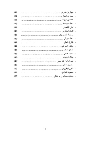 ‫ر ...............................................................‬
‫م‬
‫ري ا ري ..............................................................‬
‫رك ................................................................‬
‫ّ ا ة ..................................................................‬
‫ا ّ ي .................................................................‬
‫آ ل ا و ................................................................‬
‫اوي ............................................................‬
‫ا‬
‫را‬
‫ّ ا ...................................................................‬
‫...................................................................‬
‫رق ا‬
‫...............................................................‬
‫را‬
‫...................................................................‬
‫ا ر‬
‫..................................................................‬
‫..................................................................‬
‫لا‬
‫ا رو ........................................................‬
‫ا‬
‫ر ّ .................................................................‬
‫ا ري ................................................................‬
‫د ا ّوادي ................................................................‬
‫ّ ...................................................‬
‫ي‬
‫ّ‬

‫7‬

‫133‬
‫433‬
‫533‬
‫633‬
‫933‬
‫043‬
‫143‬
‫243‬
‫343‬
‫443‬
‫543‬
‫643‬
‫743‬
‫843‬
‫943‬
‫053‬
‫153‬
‫253‬

 