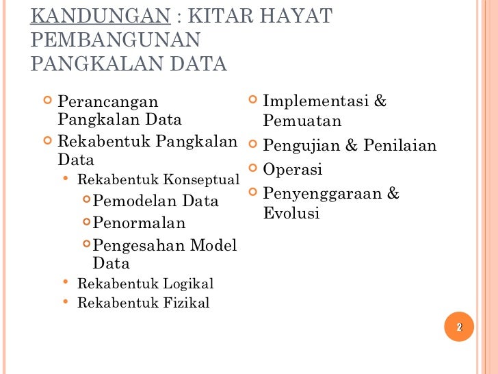 Kitar Hayat Pembangunan Pangkalan Data