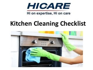 Kitchen Cleaning Checklist
 